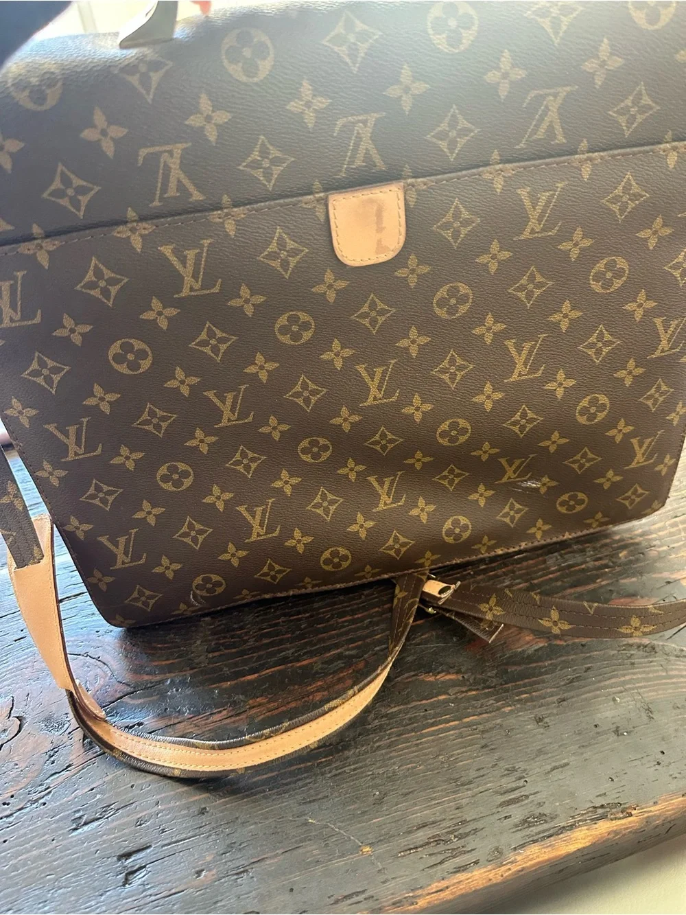 Classic Monogram Canvas Briefcase with Tan Leather Trim